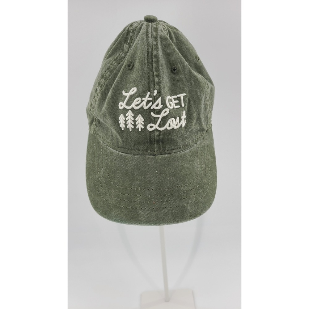 Let's Get Lost Hat Cap  Green Cotton Trees